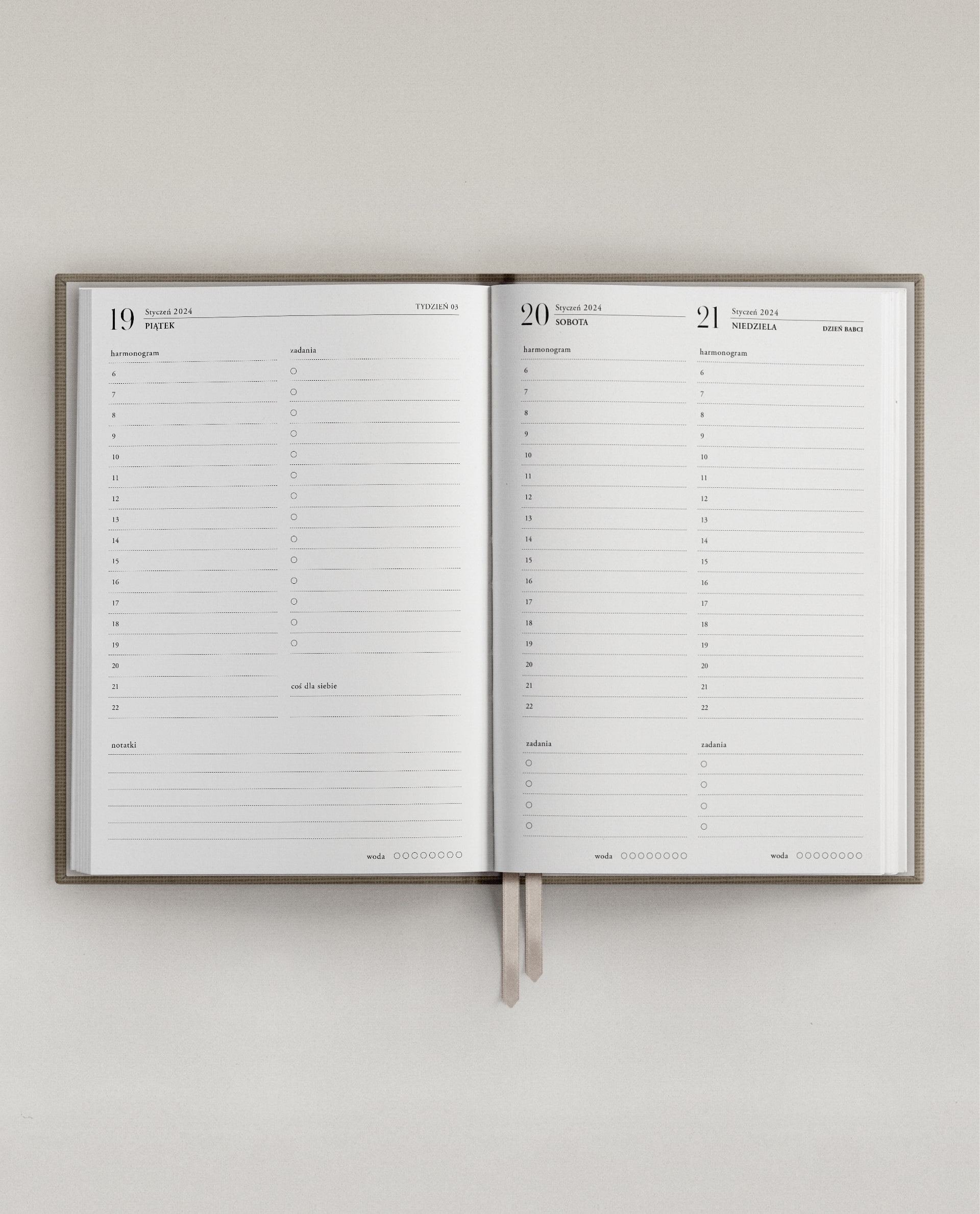 Planner 2024 Dzienny Deep Taupe